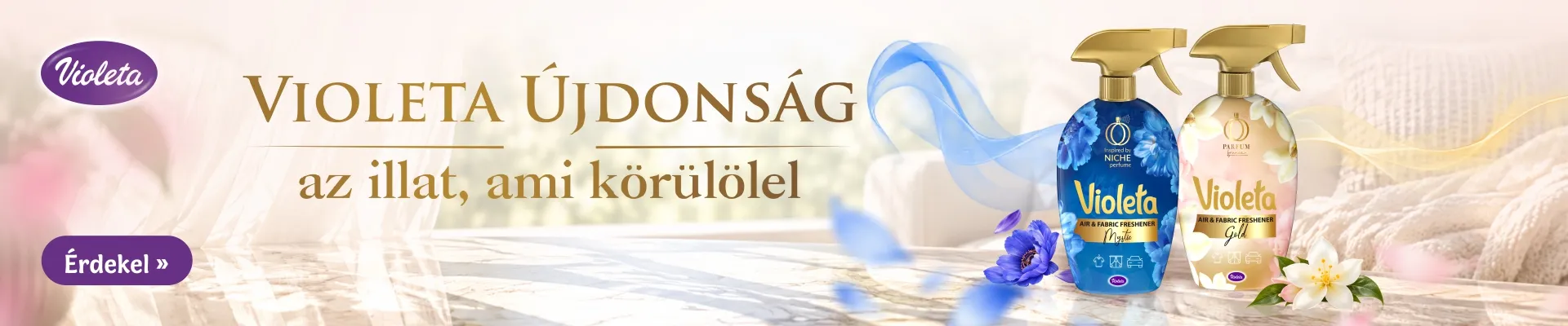 Violeta lakás- és textilfrissítő spray: Mystic vagy Gold illat illik hozzád?